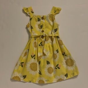 Carter’s sunflowers linen dress size 3T. Sleeveless with flutters, front buttons